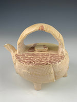Wood Fired Teapot w/ ceramic decal pattern