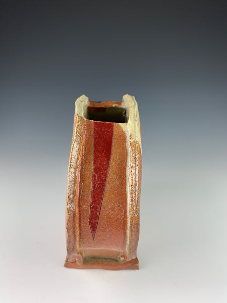 Slab constructed vase - with inlaid colors